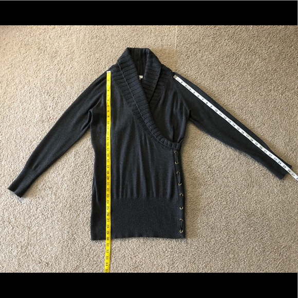 Cache sweater Tunic size L Wrap Lace Up Side Acrylic Nylon Wool - Picture 5 of 15